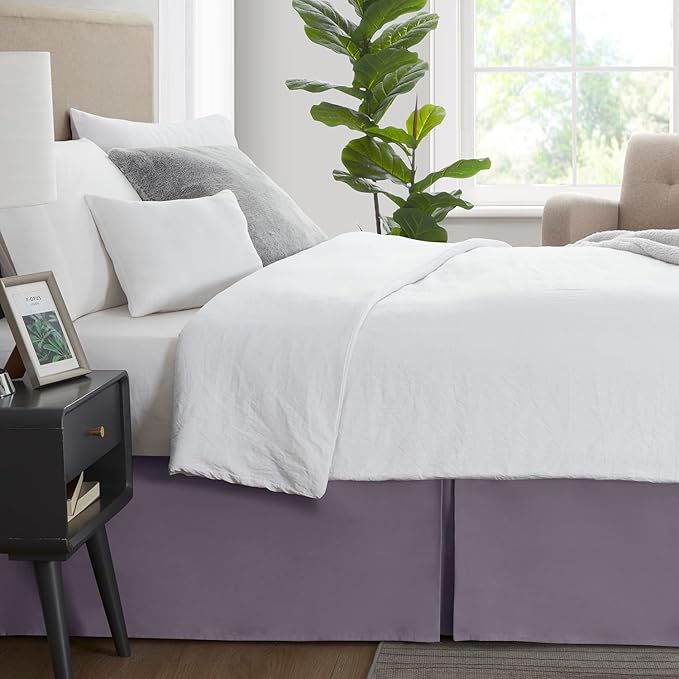 Nestl Grayish Purple Twin Bed Skirt - Twin Size Bed Skirt 14 Inch Drop - Brushed Microfiber Bed Skirts - Hotel Quality Pleated Bed Skirt - Shrinkage & Fade Resistant