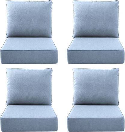 Luxury Outdoor Seat Cushion Set-22 x 24 x 6 Inch Outdoor Chair Cushions with Water Resistant & Removable Cover Outdoor Cushions for Patio Furniture Chair Sofa Couch
