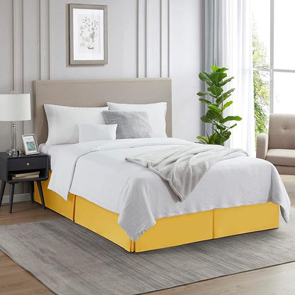 Nestl Yellow Bed Skirt Queen Size - Queen Bed Skirt 14 Inch Drop - Brushed Microfiber Bed Skirts - Hotel Quality Pleated Bed Skirt - Shrinkage & Fade Resistant