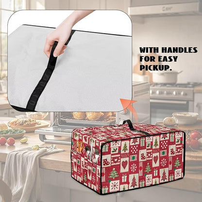 Christmas Decor Air Fryer Toaster Oven Dust Cover Washable Convection Oven Cover Stylish Kitchen Appliance Protector Decorations Countertop Accessories, S, Christmas Patchwork Print
