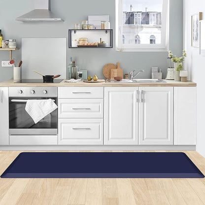 KitchenClouds Kitchen Mat Cushioned Anti Fatigue Kitchen Rug 0.8inch Waterproof Non Slip Kitchen Rugs and Mats Standing Desk Mat Comfort Floor Mats for Kitchen Sink Office (17.3"x60",Blue)