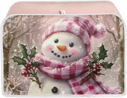 ZFRXIGN Christmas Snowman Toaster Covers 4 Slice Toaster Cover for Home Kitchen Decor Accessories Small Appliance Covers with Top Handle Toaster Oven Cover Washable Pink
