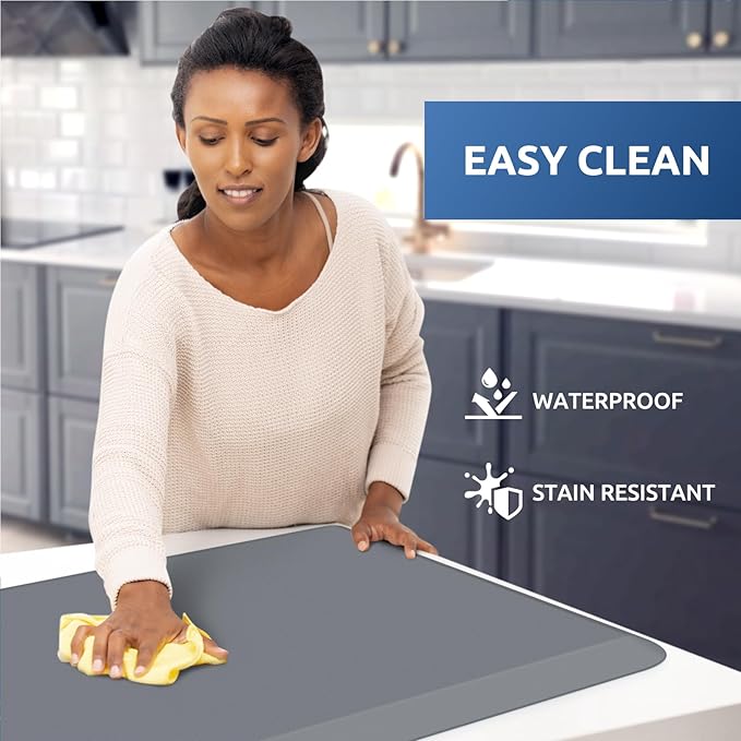 KitchenClouds Kitchen Mat Cushioned Anti Fatigue Rug 22"x72" Waterproof, Non Slip, Standing and Comfort Desk/Floor Mats for House Sink Office (Grey,0.8inch)