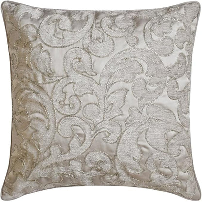 The HomeCentric King/Queen/Twin Silver Luxury King 90"x18" Bed Runner Without Pillow Cover, Abstract, Floral, Bead Hand Embroidery Bed Scarf on Jacquard Fabric - Ethereal Silver