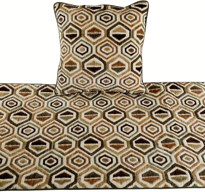 The HomeCentric Beige Bed Runner Without Pillow Cover, CA King Size 86"x18" Decorative Bed Runner, Beige Velvet Bed Scarf in Quilted - Hex Element