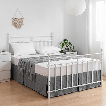 Twin Bed Skirt - Twin Size Bed Skirt 16 Inch Drop with Split Corners, Pleated Waffle Weave Bed Skirt, Tailored Dust Easy Fit, Machine Washable (Grey, Twin - 16" Drop)