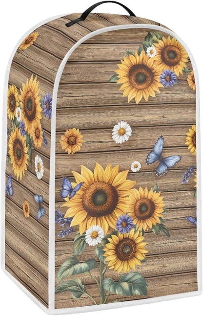 Sunflower Print Dust Cover for Blender Wood Design Blender Covers Stain Resistant Food Processor Dust Covers Washable Appliance Cloth Protector with Top Handle 2025