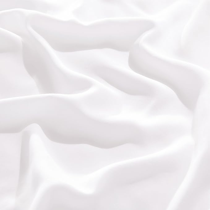Bedsure Queen Sheet Set, Cooling Sheets for Queen Size Bed Set, Rayon Derived from Bamboo, Breathable & Soft, Deep Pocket Up to 16 Inches, Hotel Luxury Silky Bedding for Hot Sleepers, White
