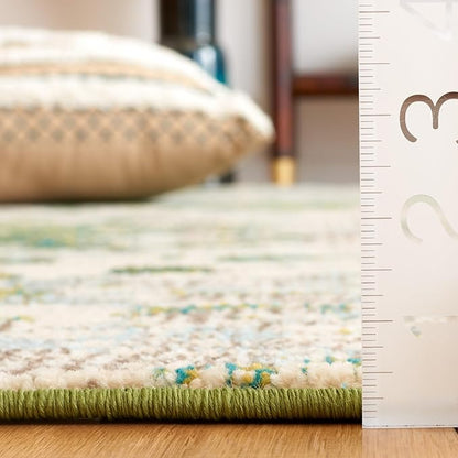 SAFAVIEH Monaco Collection Area Rug - 3' x 5', Green & Blue, Abstract Watercolor Design, Non-Shedding & Easy Care, Ideal for High Traffic Areas in Living Room, Bedroom, Dining (MNC225Y-3)