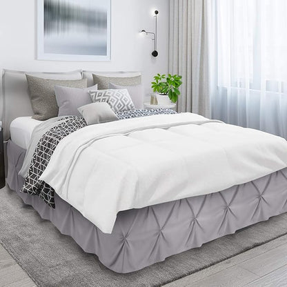 Nestl Grey Lavender Bed Skirt King Size, Pinch Pleat King Bed Skirt, 14" Inch Drop King Bedskirt, Hotel Quality Grey Lavender Bed Skirts, Premium Microfiber Grey Lavender King Size Bed Skirt
