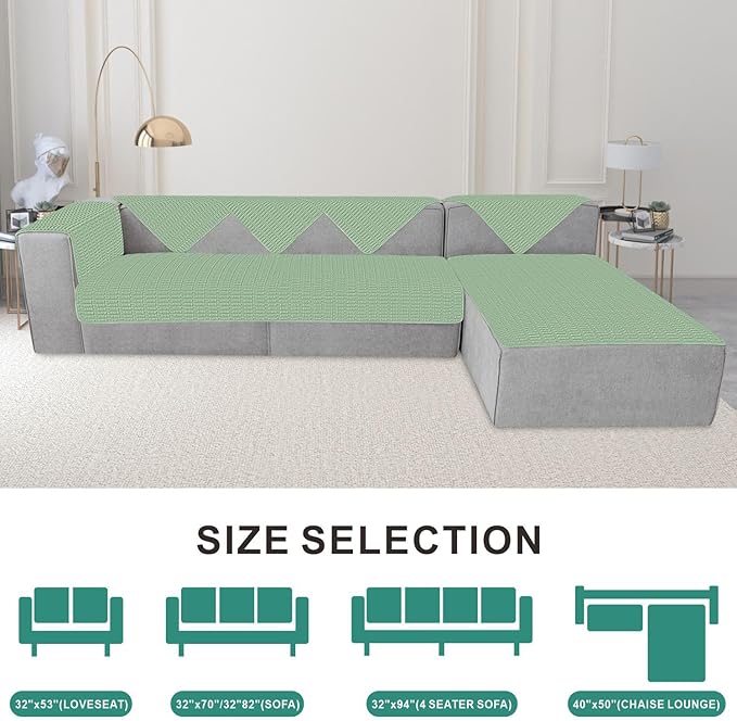 Foxdecor Couch Covers for Sofa, Chaise Cover Sofa Seat Covers, Anti-Slip Dog Mat Pet Pad Blanket for Chair Recliner Bed Furniture Protector, (Sage Green 40x50inch)