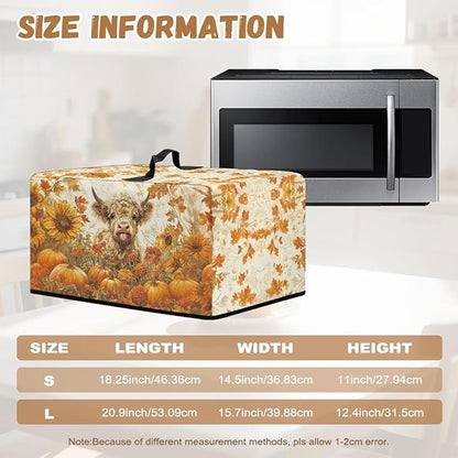 Microwave Ovens Dust Cover, Thanksgiving Highland Cattle Heat-Resistant Waterproof Polyester Oven Protection Case for Microwave Oven Smart Oven Toaster Stainless Steel Oven