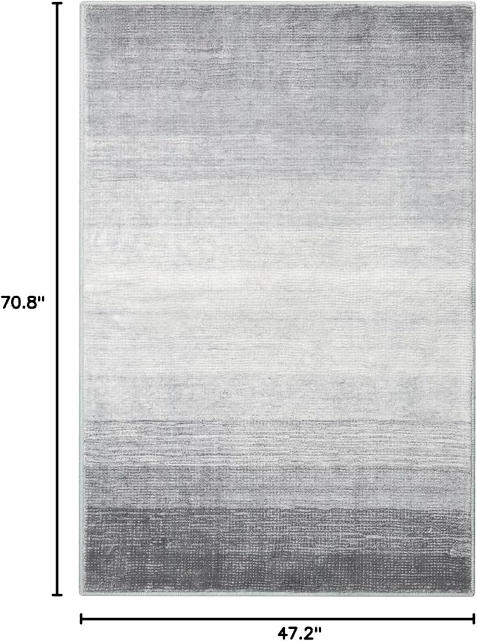 Wonnitar 4x6 Washable Grey Rug for Bedroom, Modern Ombre Area Rug for Living Room, Non-Slip Stain Resistant Entryway Throw Mat, Non-Shedding Low Pile Floor Carpet for Bedside Mudroom (Grey, 4'x6')