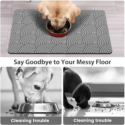 Dog Food Mat for Floors, Absorbent and Quick-Drying Pet Cat Food Mat,Anti-Fouling and Easy-to-Clean Pet Feeding Mat,Dog Bowl Mats for Messy Drinking Water Bowls.12x20inch Boho Style