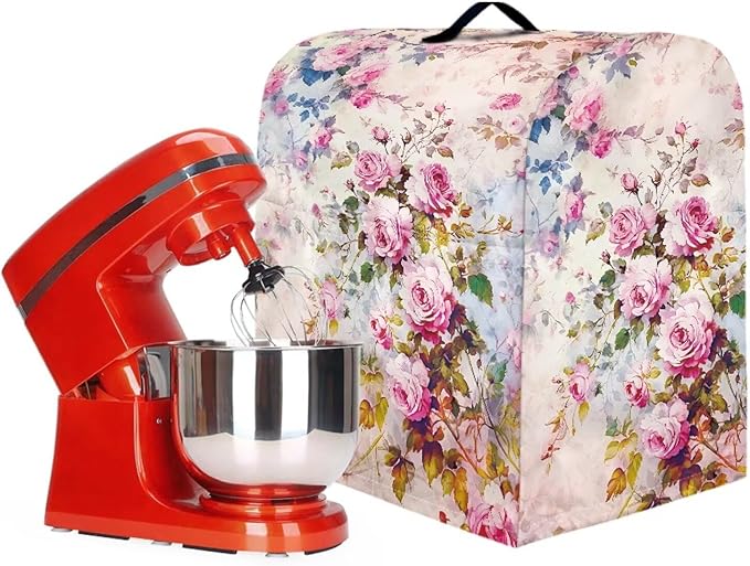 Retro Rose Print Mixer Covers Kitchen Small Appliance Dust Cover Compatible with 4.5-5 Quart Mixer Universal Size Colorful