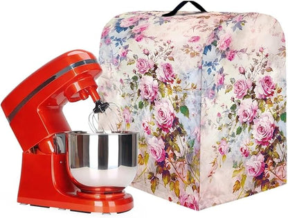 Retro Rose Print Mixer Covers Kitchen Small Appliance Dust Cover Compatible with 4.5-5 Quart Mixer Universal Size Colorful