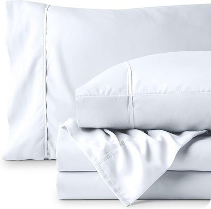 Bare Home Full Sheet Set - Luxury 1800 Ultra-Soft Microfiber Full Bed Sheets - Double Brushed - Deep Pockets - Easy Fit - 4 Piece Set - Bedding Sheets & Pillowcases (Full, White)