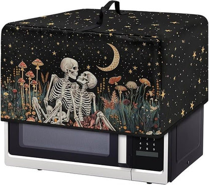 Microwave Oven Dust Cover, Halloween Skull Heat-Resistant Dust Proof Waterproof Oven Cover for Smart Oven Air Fryer Microwaves Easy-Clean Printed Countertop Microwaves Dusts Covers