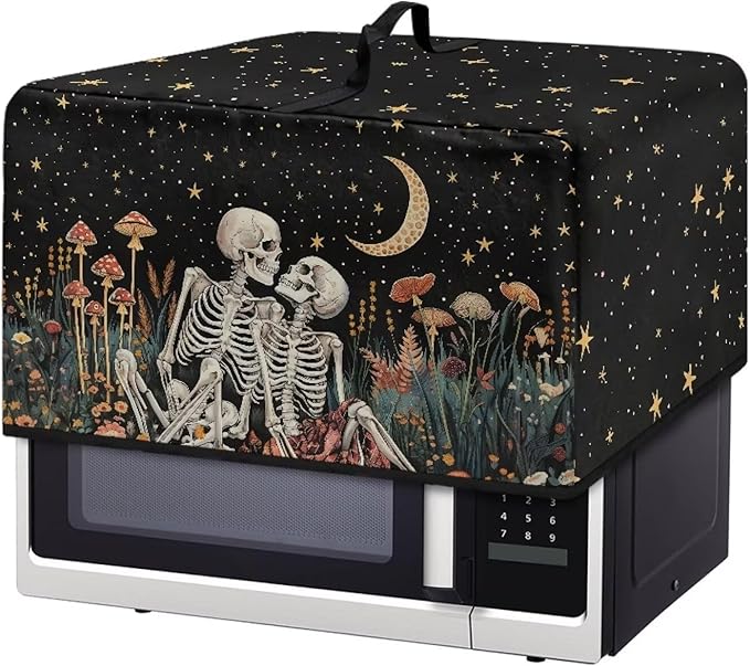 Microwave Oven Dust Cover, Halloween Skull Heat-Resistant Dust Proof Waterproof Oven Cover for Smart Oven Air Fryer Microwaves Easy-Clean Printed Countertop Microwaves Dusts Covers
