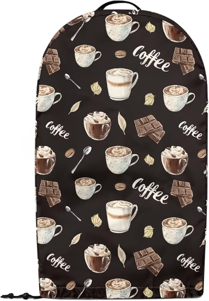 Chocolate Coffee Cups Blender Cover for Kitchen Food Processor Cover Dust Foldable Coffee Appliance Cover Universal Design with Top Handle