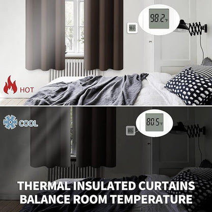 BGment Brown Blackout Curtains for Living Room - Chocolate Thermal Insulated Drapes Room Darkening Privacy Extro Long for Bedroom, 52 x 90 Inch, 2 Panels
