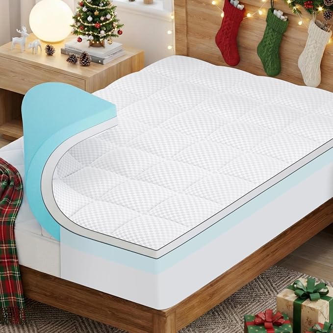 OLANLY Dual-Layer 4 Inch Full Size Memory Foam Mattress Topper for Back Pain, 2 Inch Cooling Pillow Top Mattress Pad Cover and 2 Inch Gel Memory Foam Topper, Deep Elastic Pocket, White