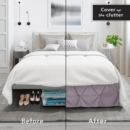 Nestl Dusty Purple Bed Skirt Cal King Size, Pinch Pleat Cal King Bed Skirt, 14" Drop Cal King Bedskirt, Hotel Quality Bed Skirts, Microfiber Bedskirt for Cal King Bed, Dusty Purple Cal King Bed Skirt
