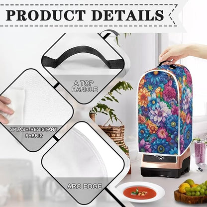 Bright Blossoms Kitchen Blender Cover Toaster Cover Boho Mandala Floral 4 Slice Washable Kitchen Accessories Small Appliance Protector Covers