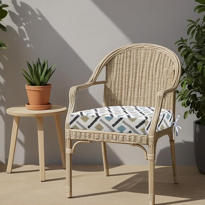 idee-home Outdoor Chair Cushions Set of 2, Thick 19" x 19" x 3" Outdoor Seat Cushions Patio Furniture Waterproof with Ties, Dining Pads