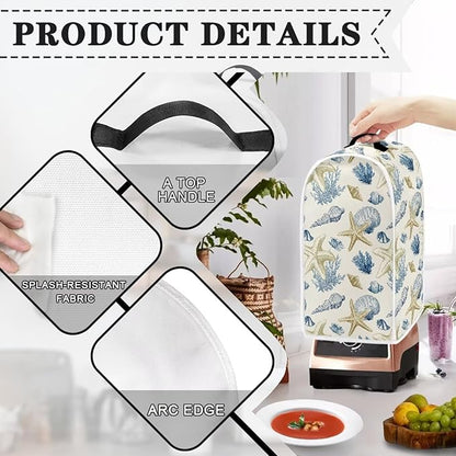 Talayituse Starfish Conch Coral Print Blender Dust Cover, Fingerprint Protection Cover for Stand Mixer or Coffee Machine, Home Kitchen Appliance Covers for Stain Dust Resistant Supplies