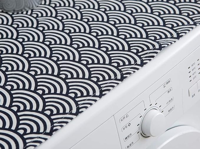 AKOAK 1 Pack 55 x 130cm /22 "x 51" Geometric Washing Machine Refrigerator Dust Cover, Multi-Purpose Household Cotton Linen Dust Microwave Cover, with Storage Pouch (Fish Scale)