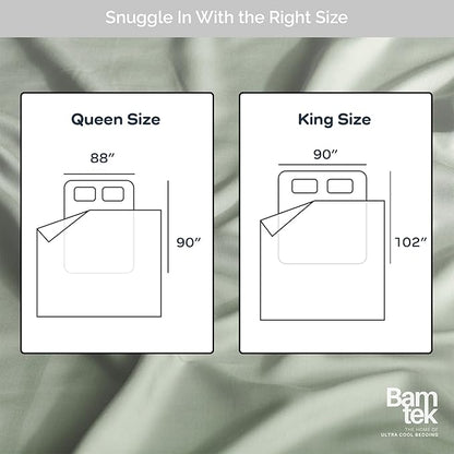 Duvet Cover Set - 100% Viscose Derived from Bamboo Duvet Cover King Size, 3 PC Luxury Cooling Duvet Cover for Hot Sleepers, Silky Buttery Soft Comforter Cover & 2 PC King Pillowcases, Sage
