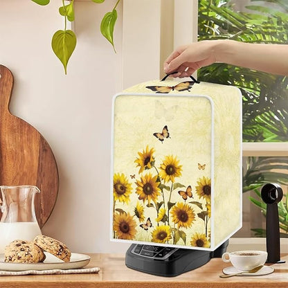 Mumeson Sunflower Coffee Maker Dust Cover for Home Kitchen Decor, Modern Stand Mixer Cover with Coffee Beans Design