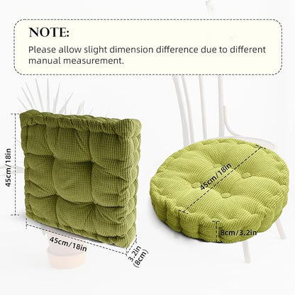 Rose Red Corduroy Floor Seat Pillows Cushion Large Square and Round Floor Cushions for Adults 2 Pack Meditation Floor Pillow for Living Room Balcony Tatami Yoga,18x18 Inch