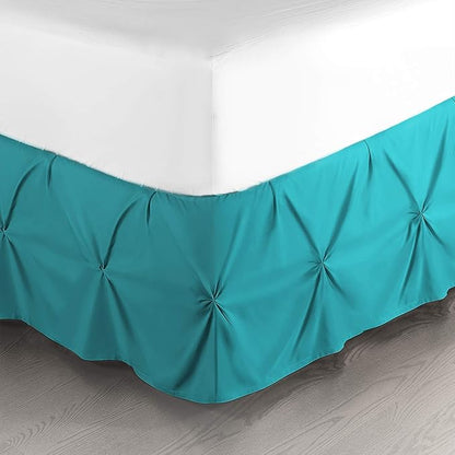 Nestl Teal Bed Skirt Full Size, Pinch Pleat Full Bed Skirt, 14" Inch Drop Full Bedskirt, Hotel Quality Teal Bed Skirts, Premium Microfiber Bedskirt for Full Bed, Teal Full Bed Skirt