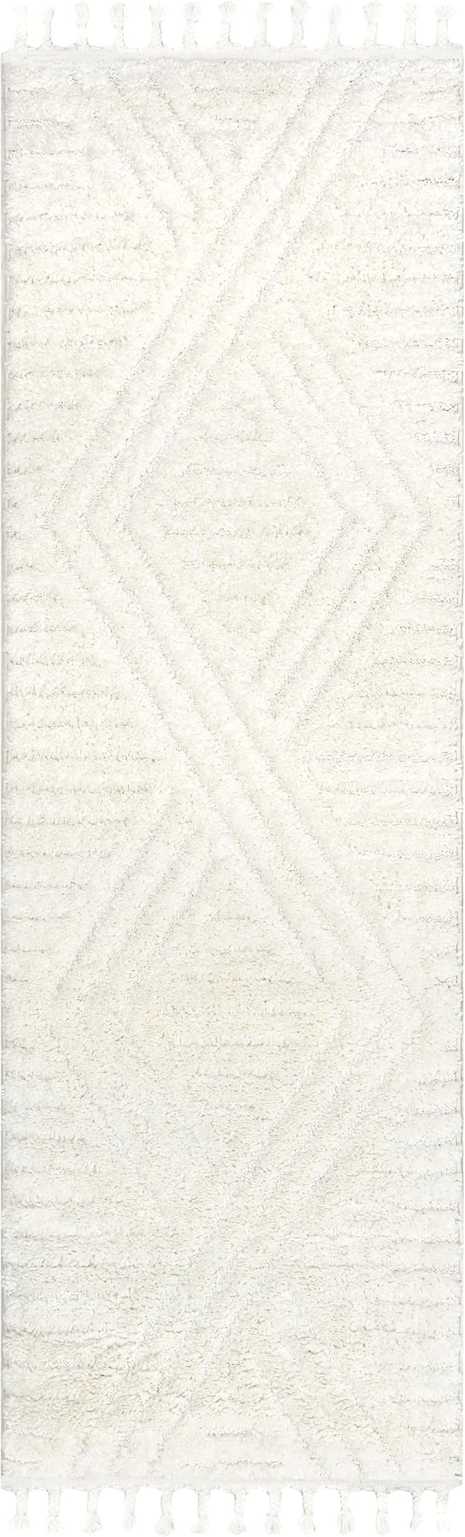 nuLOOM Risette Ivory, 2'6" x 10', Geometric, Soft and Textured, High Traffic, Stain Resistant, Easy Clean, Durable Runner for Bedroom, Living Room, Dining Space, Den, Foyer, Entryway