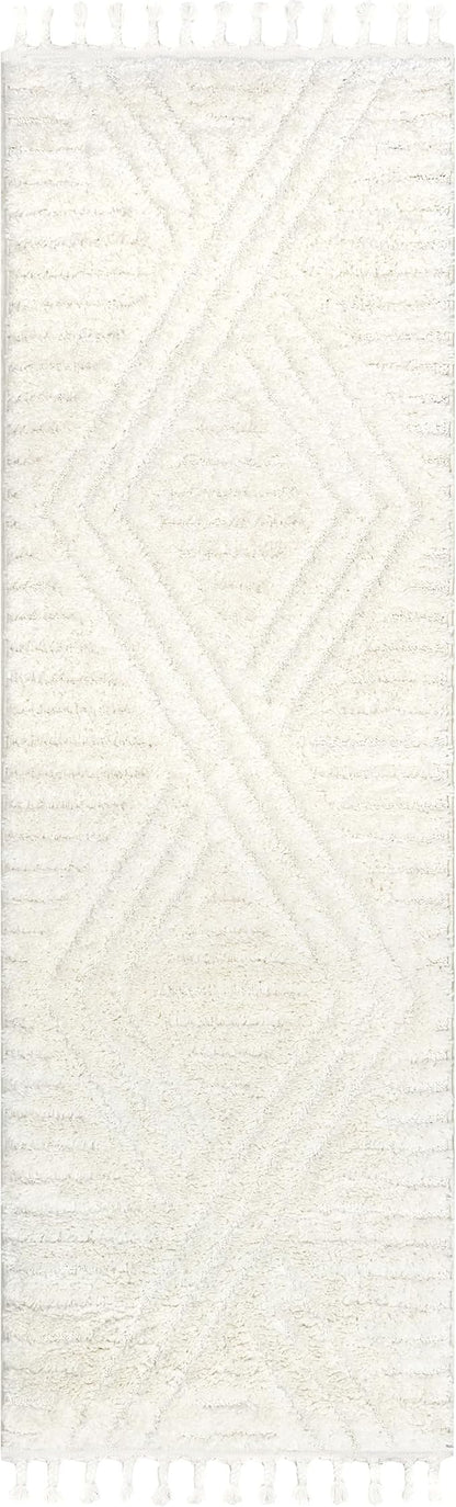 nuLOOM Risette Ivory, 2'6" x 10', Geometric, Soft and Textured, High Traffic, Stain Resistant, Easy Clean, Durable Runner for Bedroom, Living Room, Dining Space, Den, Foyer, Entryway