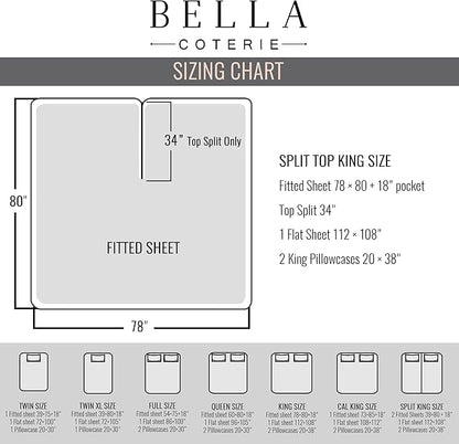 Bella Coterie Luxury Bamboo Viscose 34” Split Top King Size Sheet Set | 1 Fitted Sheet for Sleep Number & Adjustable Beds | 100% Organically Grown | Cooling & Soft | 18” Deep Pocket [Merlot]