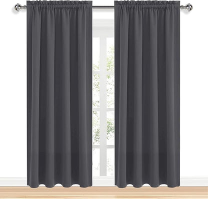 DWCN Blackout Curtains for Bedroom 84 Inch Length 2 Panels Set, Solid Thermal Insulated Energy Saving Rod Pocket Window Treatment Curtains Blackout Drapes (W42 x L84 Inch, Dark Grey)