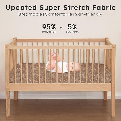 Baby Crib Sheets for Boys Girls Neutral, 2 Pack Crib Mattress Sheet for Standard Crib and Toddler Mattress, Super Soft Breathable Fitted Crib Sheet, 52" x 28"