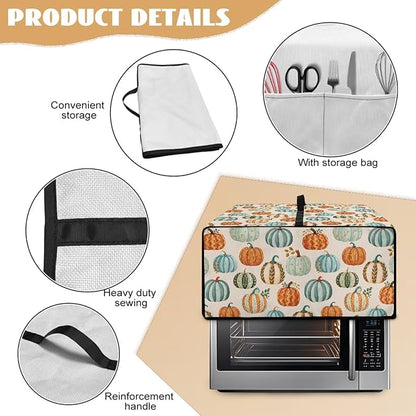 Toaster Oven Dust Cover Dustproof Smart Oven Air Fryer Microwave Cover with Side Pockets, Electric Appliance Protector for Kitchen, S, Pumpkin Pattern