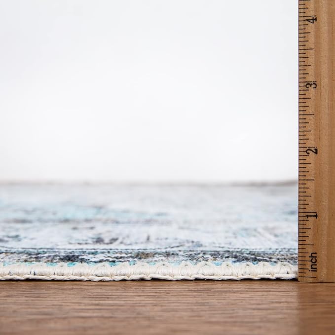 Bloom Rugs Washable Non-Slip 10x14 Rug - Beige/Blue Traditional Oriental Area Rug for Living Room, Bedroom, Dining Room, and Kitchen - Exact Size: 10' x 14'