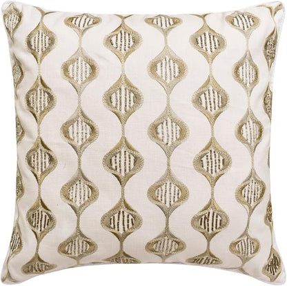 The HomeCentric King/Queen/Twin Beige Decorative Bed Runner King 90"x18" Bed Runner with Two Pillow Cover, Embroidery, Geometric, Beaded Hand Embroidery Bed Scarf on Linen Fabric - Mahsa