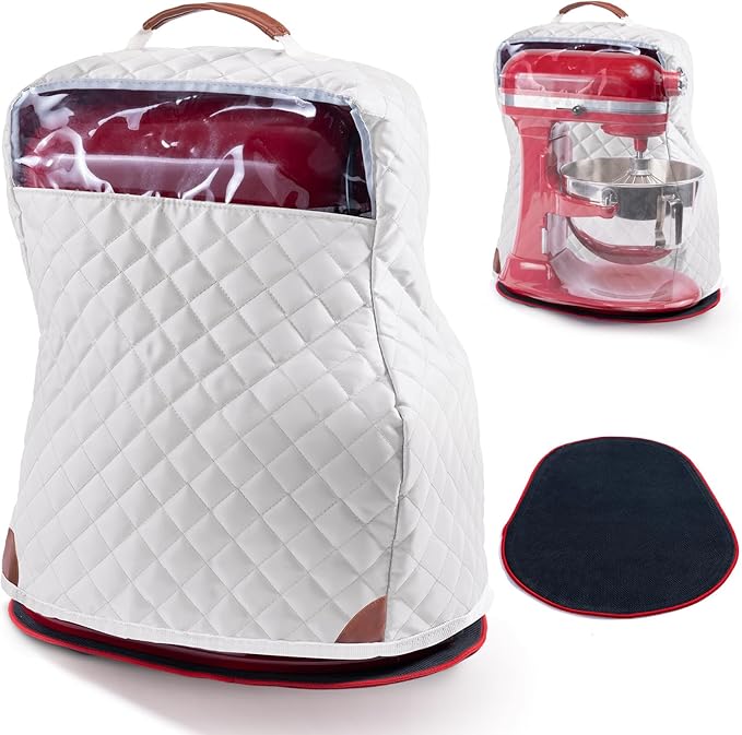 BAGSPRITE Stand Mixer Cover with Appliance Sliders Compatible with KitchenAid Mixer 4.5/5 Quart with Pockets for Kitchen Aid Accessories and Attachments