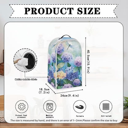 Talayituse Dragonfly Hydrangea Print Blender Dust Cover, Fingerprint Protection Cover for Stand Mixer or Coffee Machine, Home Kitchen Appliance Covers for Stain Dust Resistant Supplies