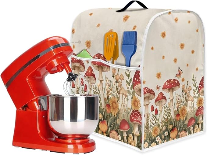 Mushroom Mixer Cover Compatible for 6-8 Quart Kitchen Mixer Modern Kitchen Appliance Dust Cover with Top Handle and Accessories Pocket, Home Decor 2025