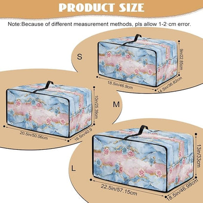Rose Marble Texture Print Microwave Oven Grill Cover Protector Polyester-Linen Fabric Microwave Oven Dust Cover with Storage Bags Case Protections for Toaster Oven, S