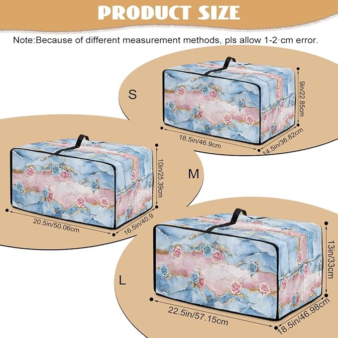 Rose Marble Texture Print Microwave Oven Grill Cover Protector Polyester-Linen Fabric Microwave Oven Dust Cover with Storage Bags Case Protections for Toaster Oven, L