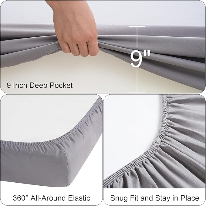 Cot Sheets 31" x 75", Cot Fitted Sheet for Narrow Twin/RVs Bunk/Camper Bunk/Guest Beds/Army Cots/Trifold Mattress/Travel Size Mattress, Shrinkage & Stain Resistant Cot Size Cover, Gray