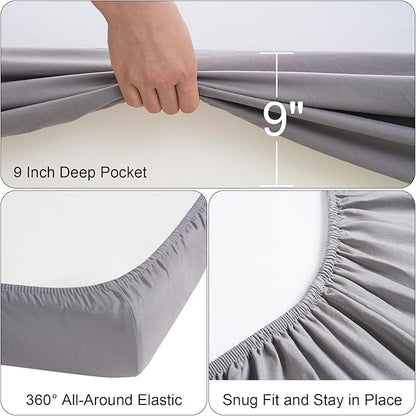 Cot Sheets 31" x 75", Cot Fitted Sheet for Narrow Twin/RVs Bunk/Camper Bunk/Guest Beds/Army Cots/Trifold Mattress/Travel Size Mattress, Shrinkage & Stain Resistant Cot Size Cover, Gray